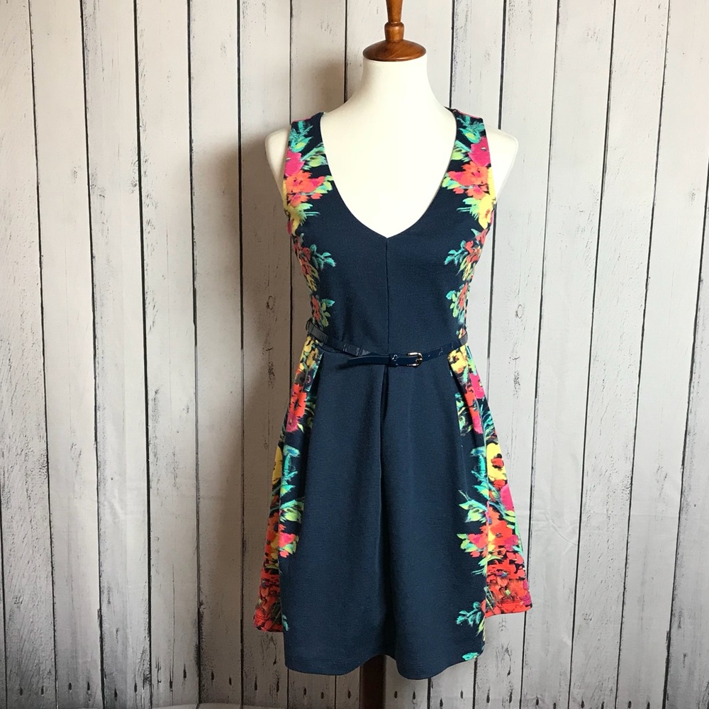 Fun Candies Blue and Multi Colored Dress